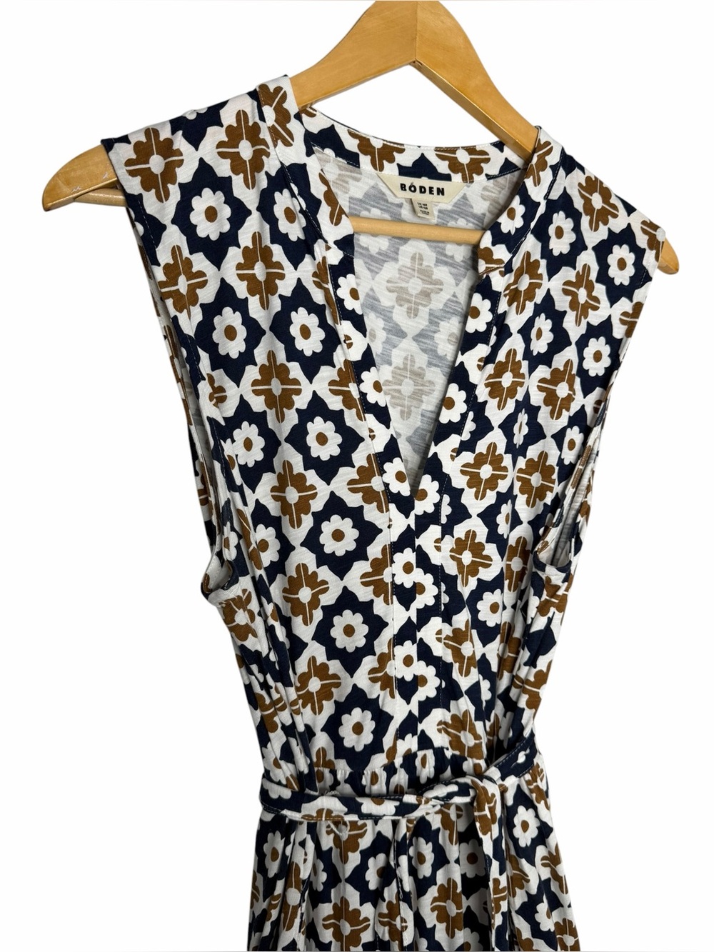 Boden Naomi Notch Jersey Maxi Dress Navy Floral Geometic 12 - Picture 7 of 9